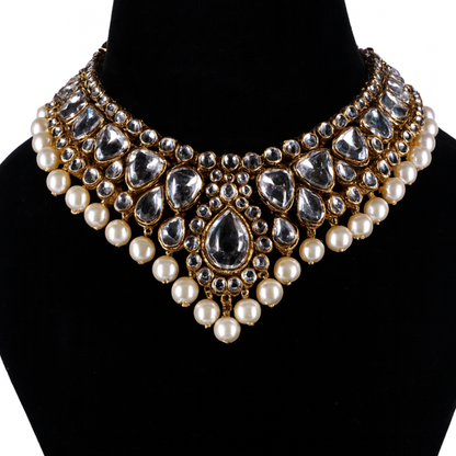 "AMIRA" Ivory Pearl Kundan Necklace Set