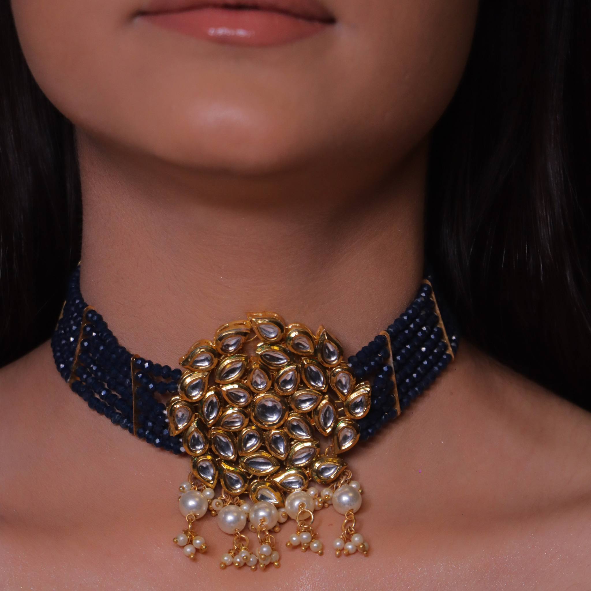 "AMIRA" Indigo Noor Choker Neckpiece