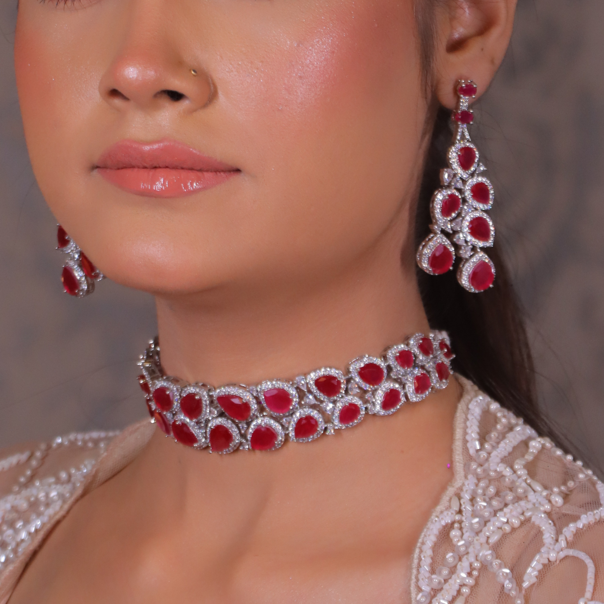 "DMONDE" Maharani Ruby Choker Set