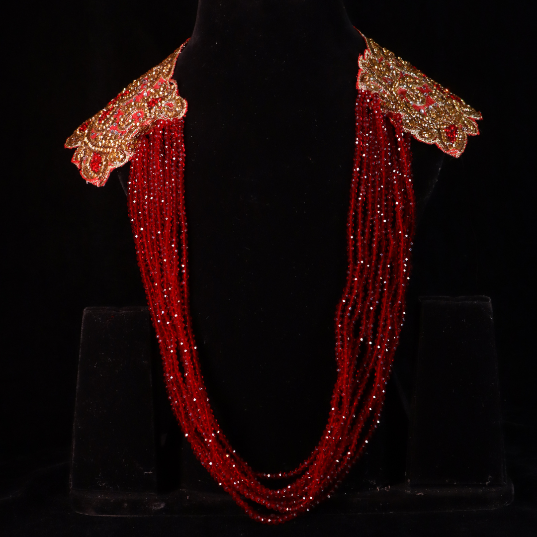 "VIENNA" Glitz Red Embroider Neckpiece