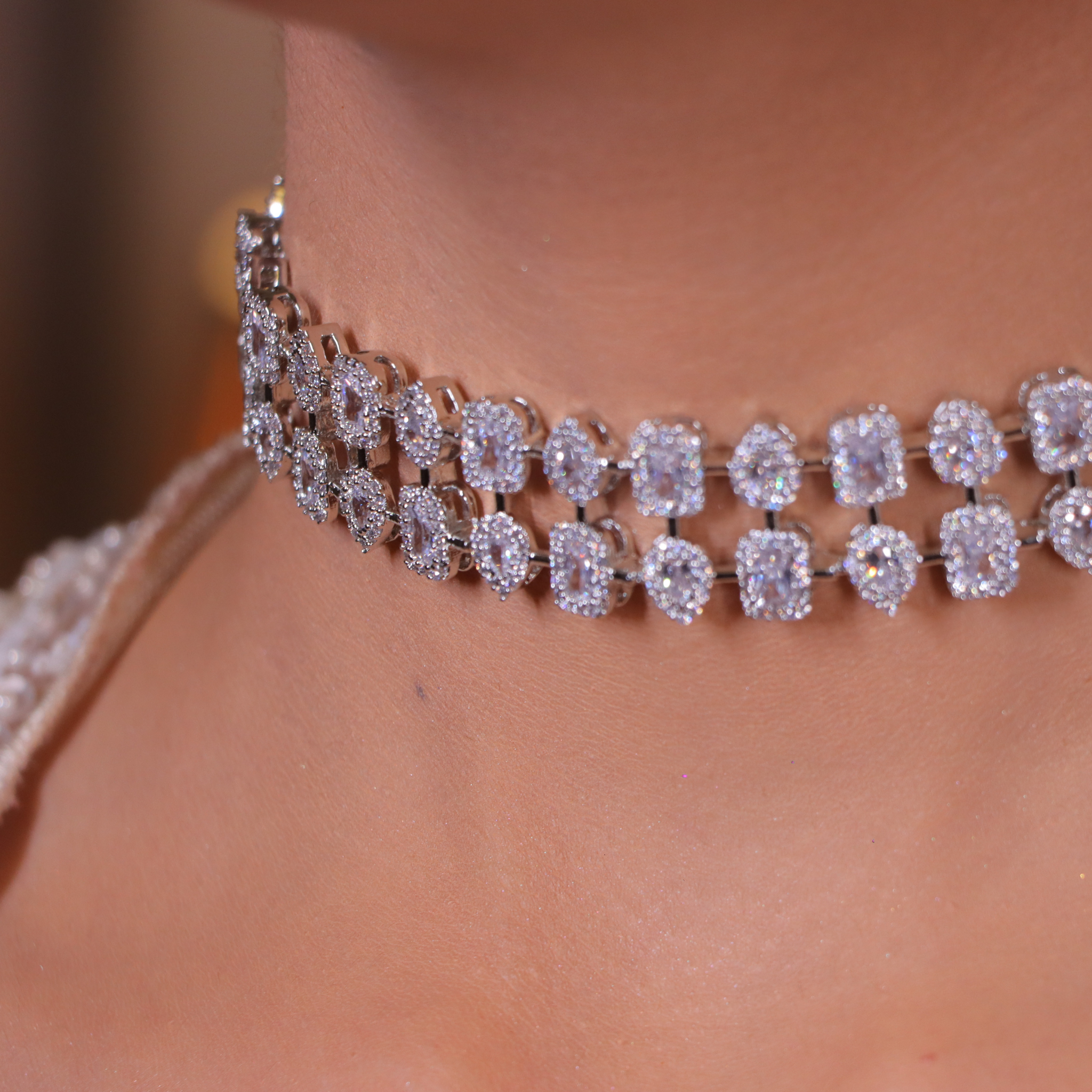"DMONDE" Double String Diamond Necklace Set