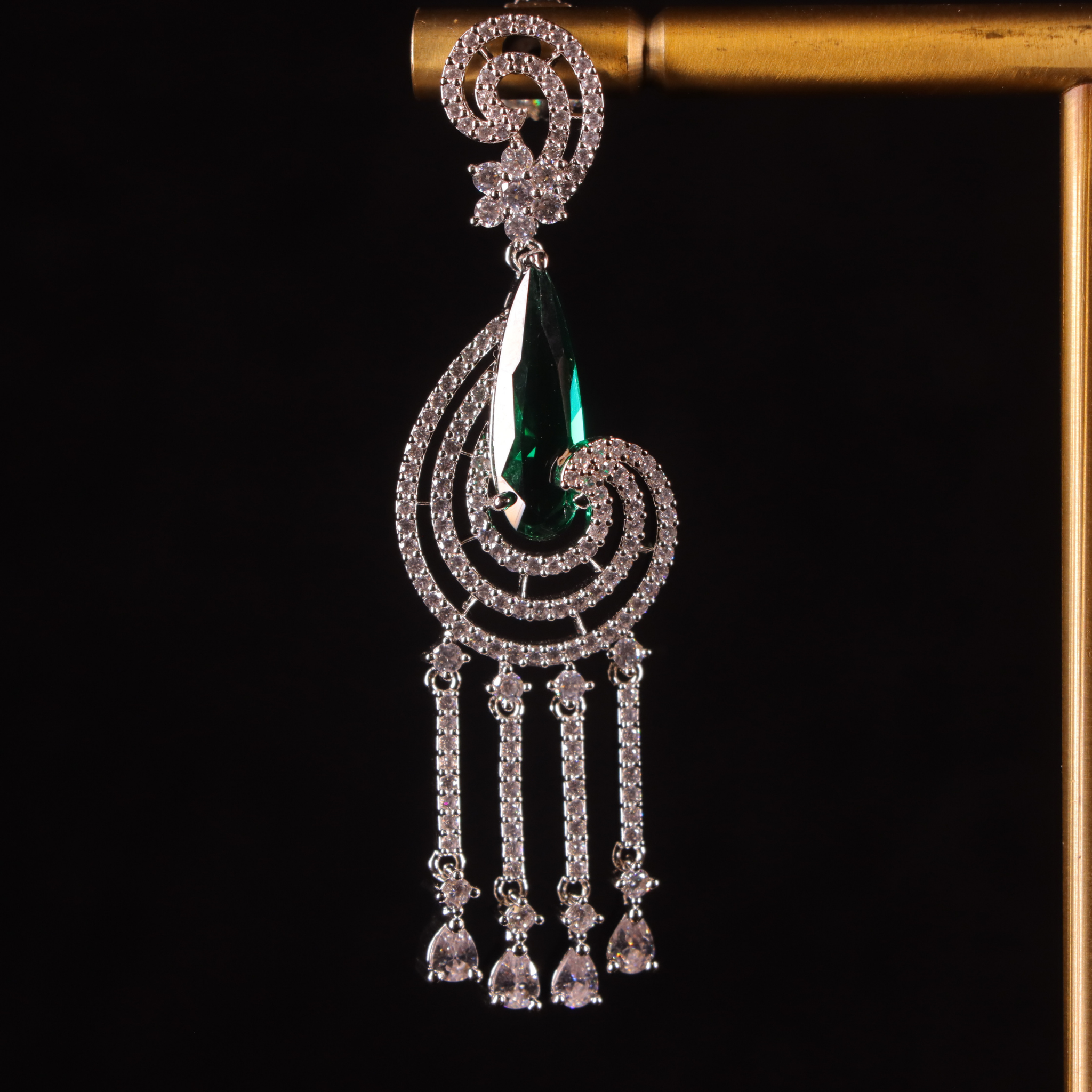 "AMARA" Swirl Drop Emerald Earrings