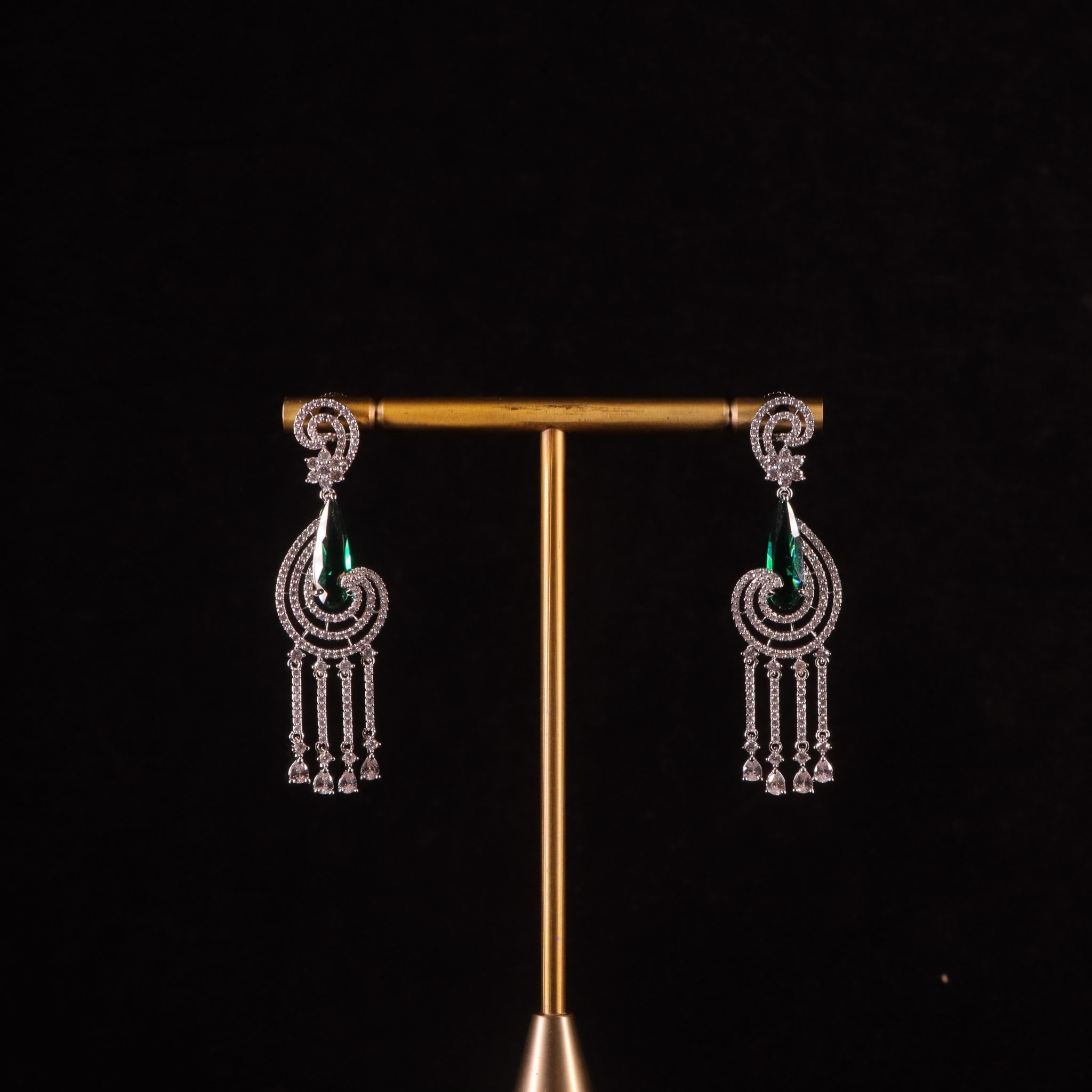 "AMARA" Swirl Drop Emerald Earrings