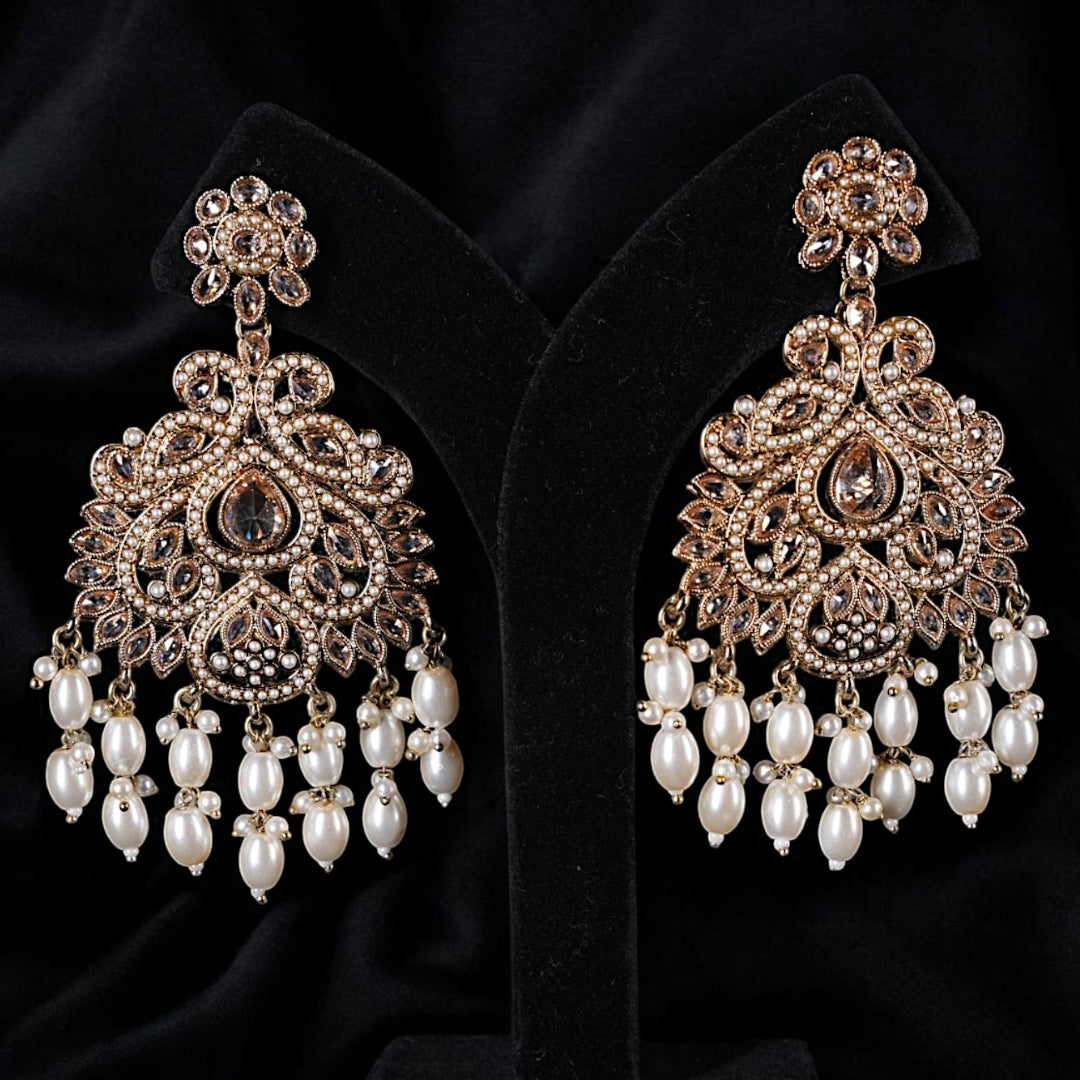 "AZURA" Golden Glitz Earrings & Tikka Set