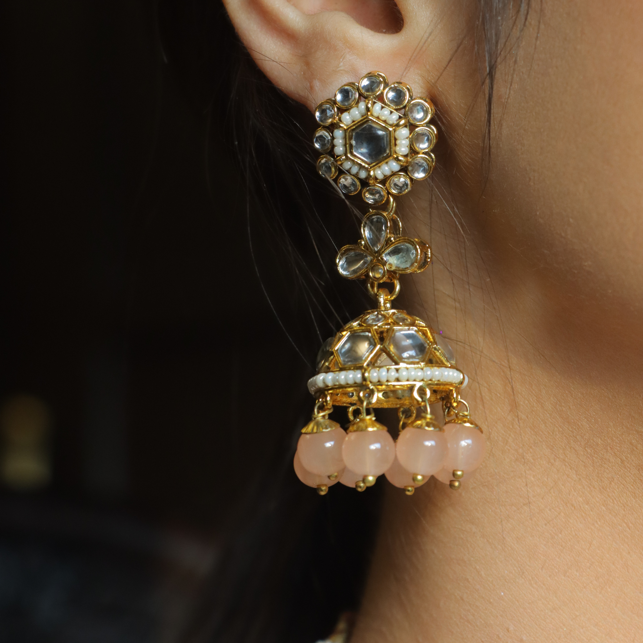 "AMIRA" Muave Pink Kundan Set