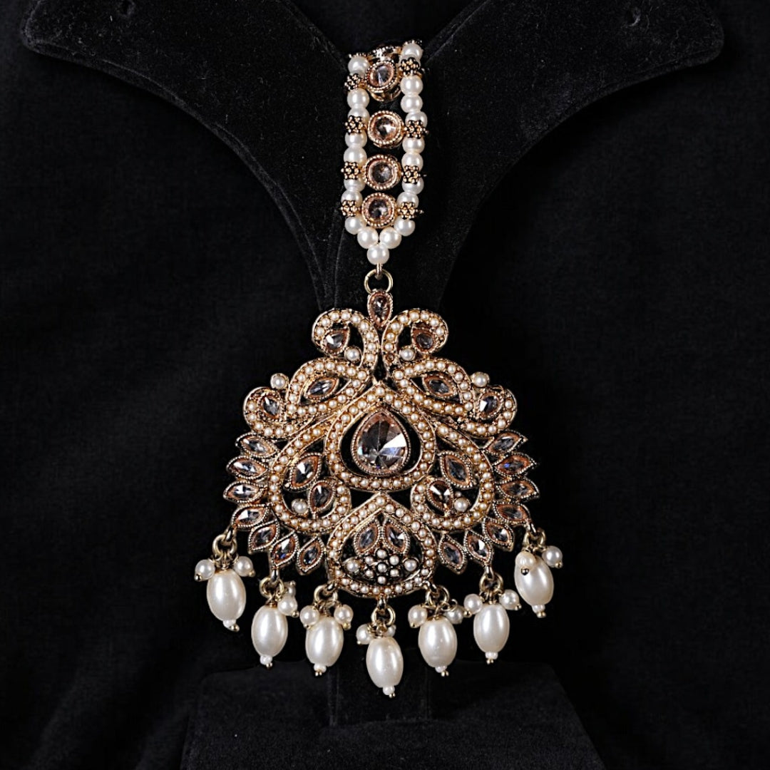 "AZURA" Golden Glitz Earrings & Tikka Set