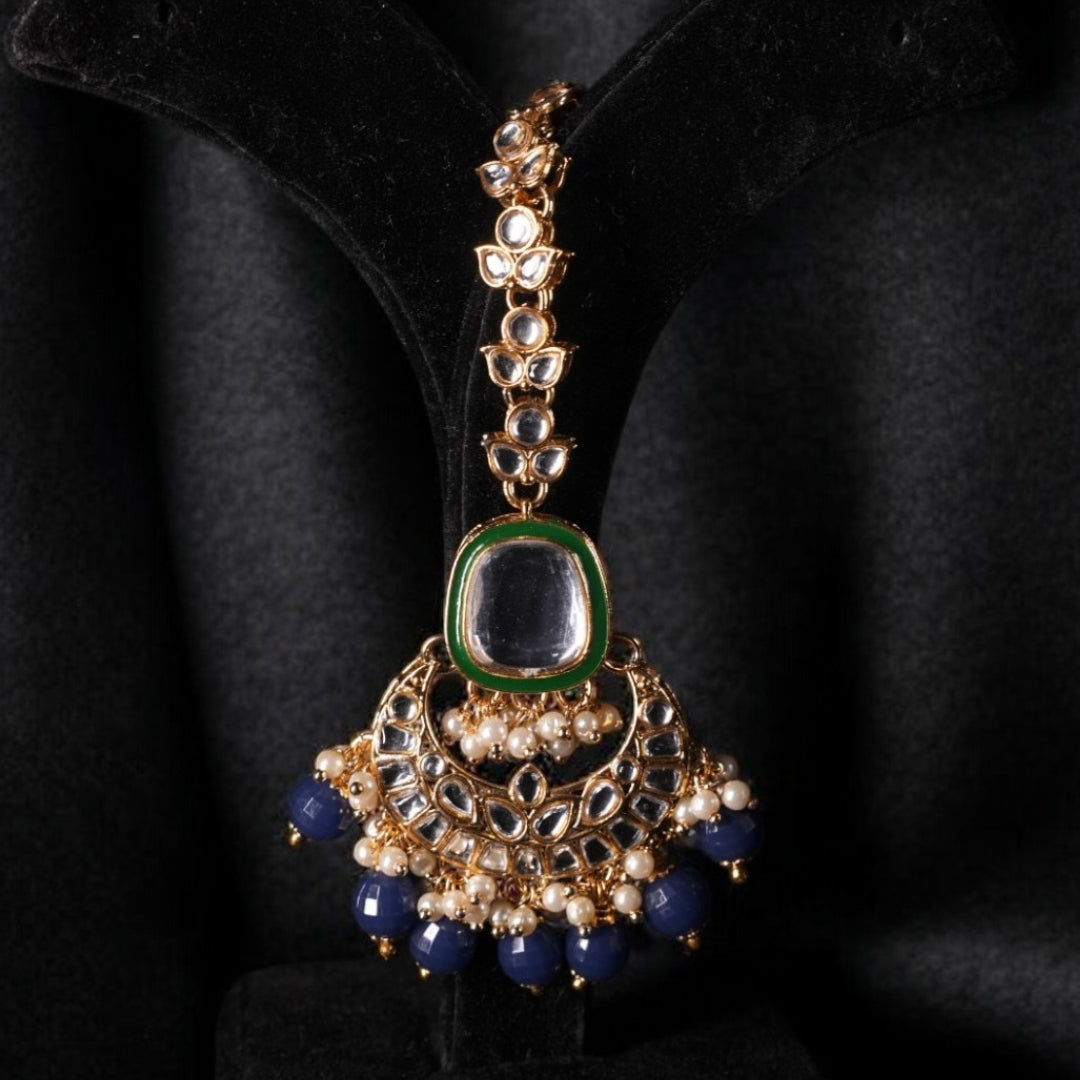 "AMIRA" Berry Blue Double Kundan Set