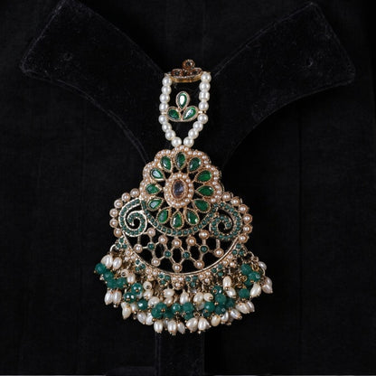 "AZURA" Peacock Green Earrings & Tikka Set