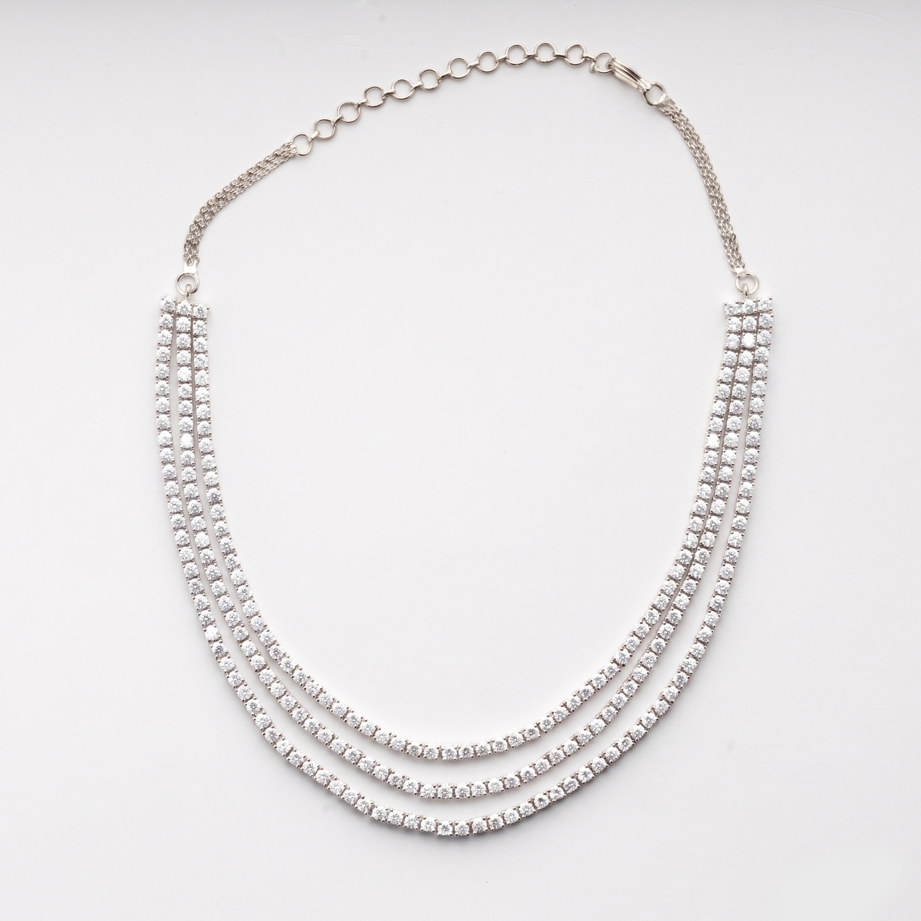 Triple String Diamond Necklace Set