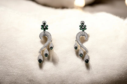 dangling green diamond earrings