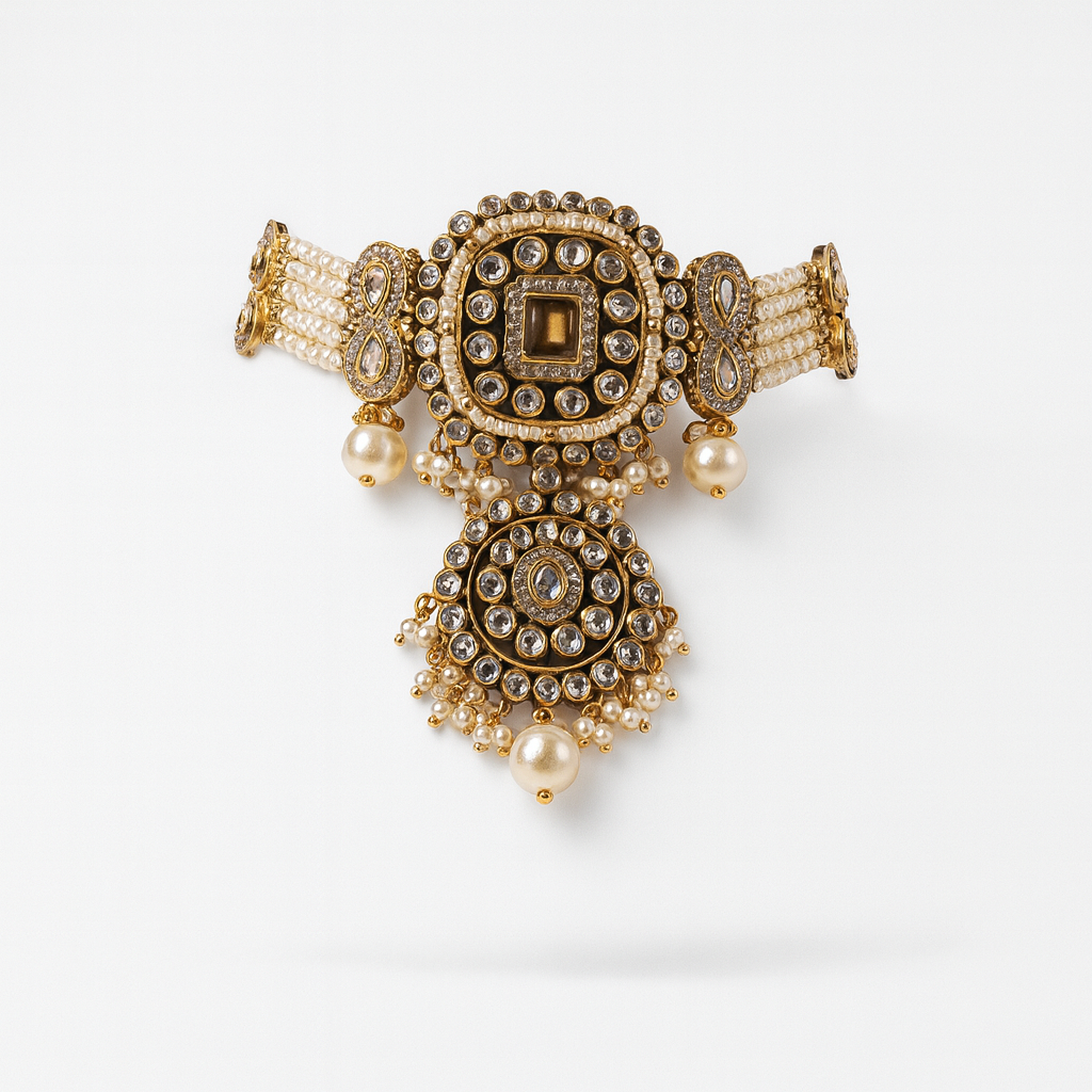 "AMIRA" Noor-e-moti Choker Kundan Set