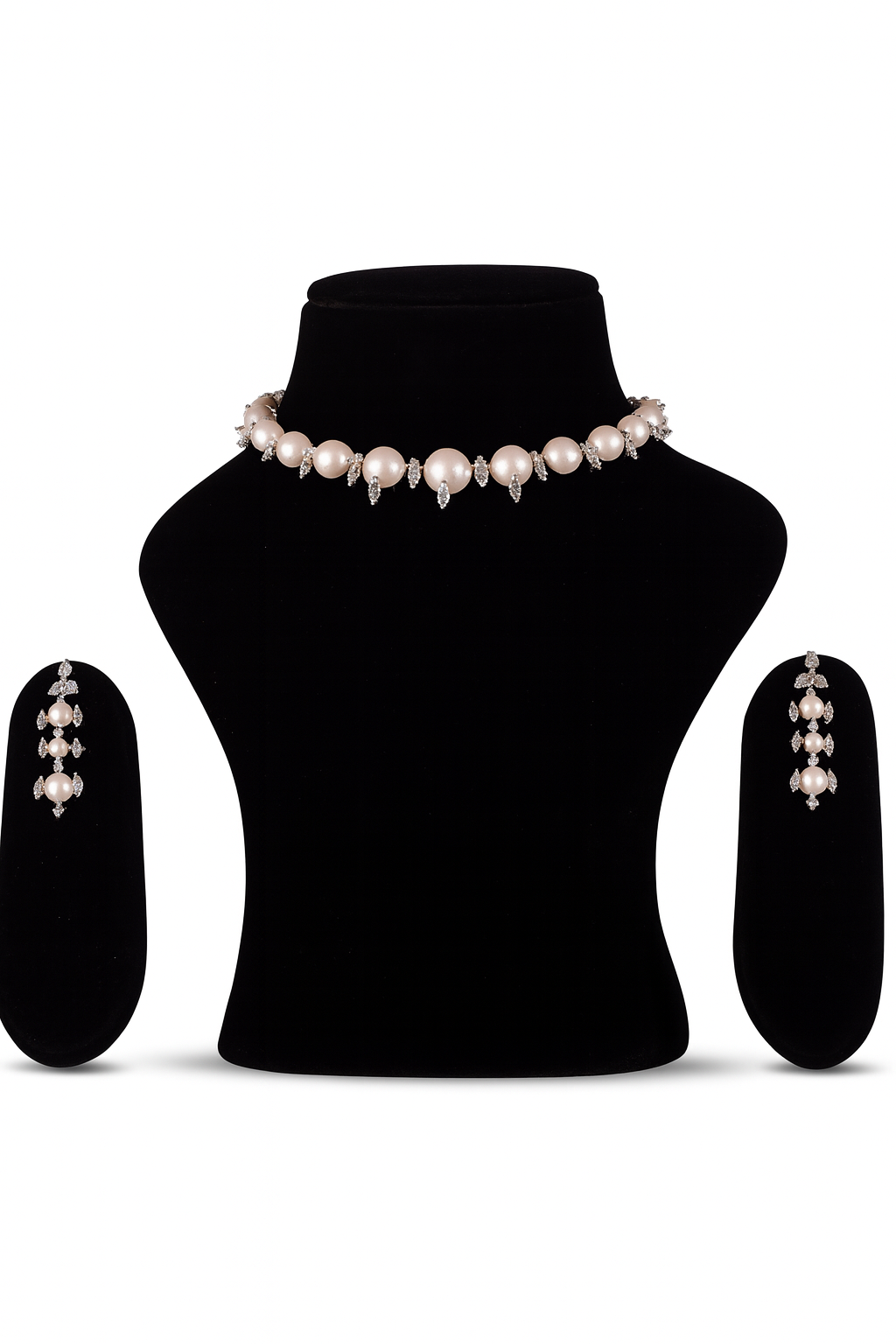 "DMONDE" Diamond Pearl Necklace Set