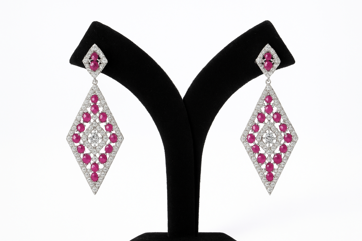 "AMARA" Ruby Triad Earrings