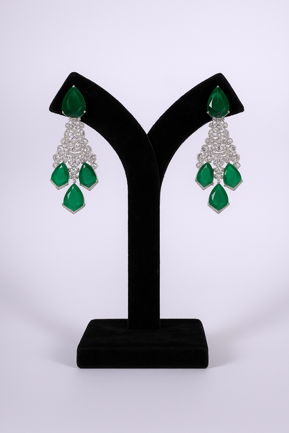 "AMARA" Crystal Emerald Earrings