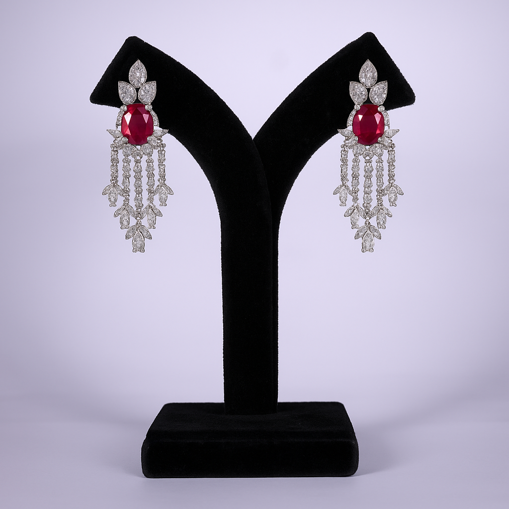 "AMARA" Crystal Ruby Earrings