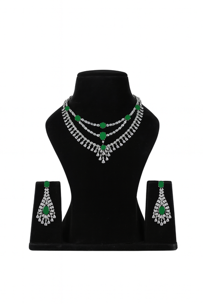 Triple String Emerald Necklace Set