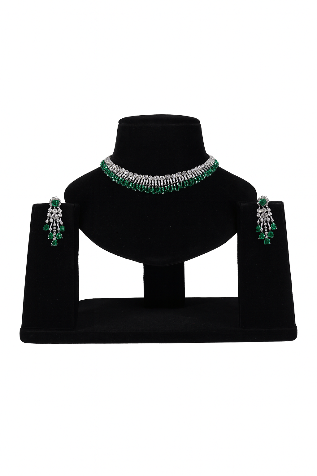 "DMONDE" Glittery Emerald Diamond Necklace Set