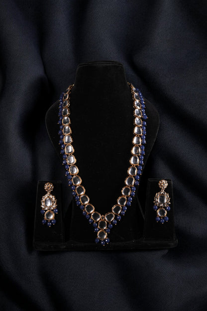 "AMIRA" Berry Blue Single Kundan Set