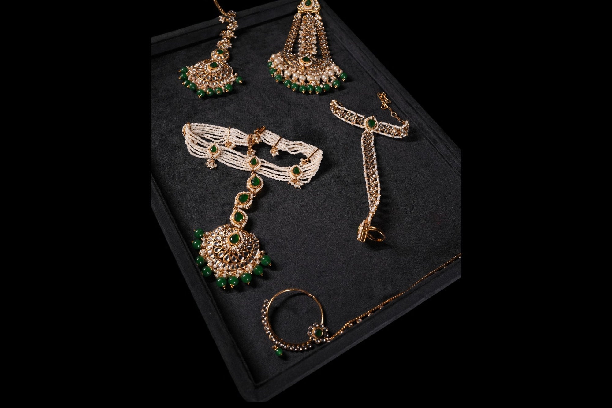 "KYARA" Pine Green Full Bridal Set (9 pcs)