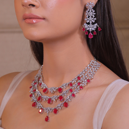 "DMONDE" Scarlet Ruby Diamond Necklace Set