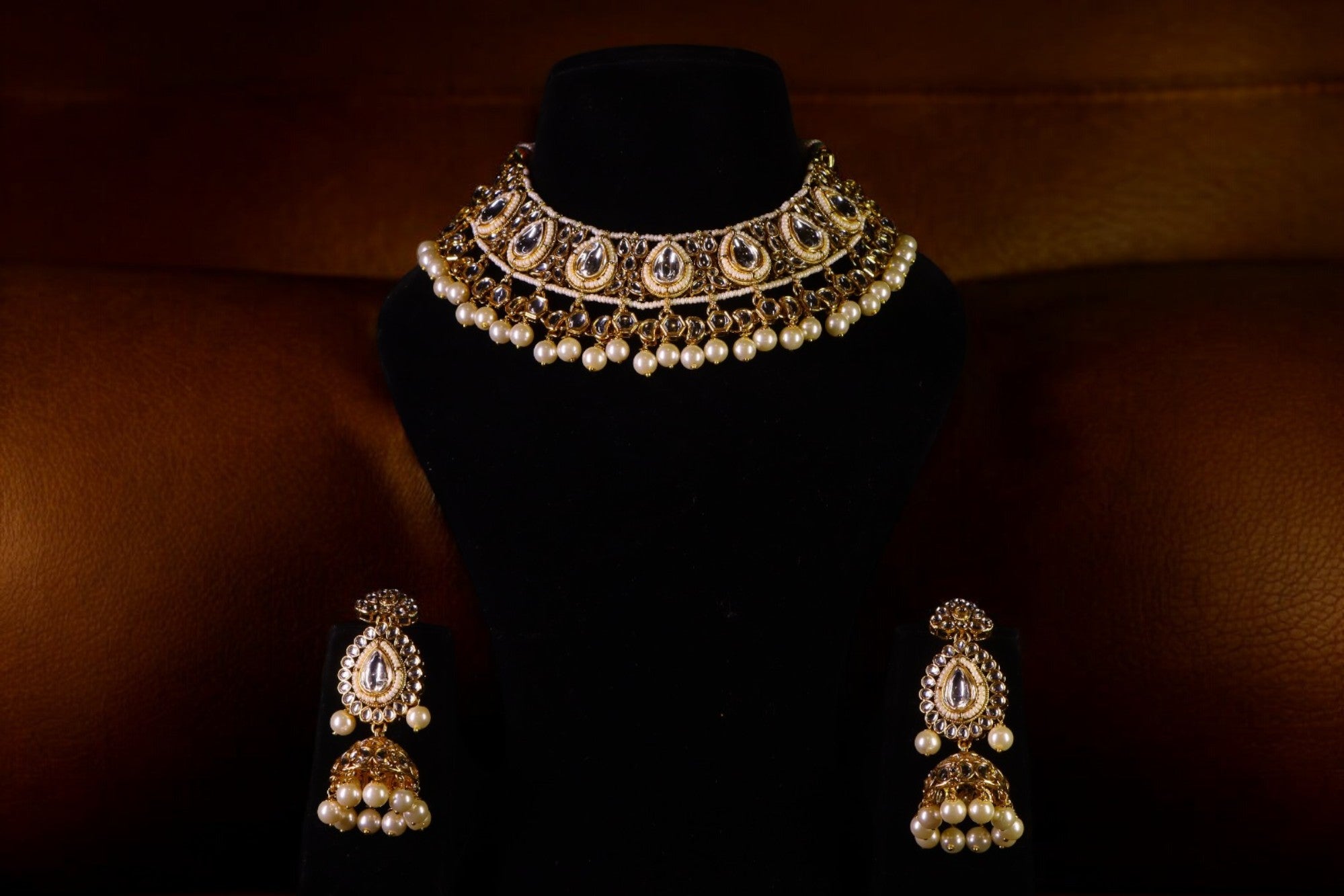 "AMIRA" Tusk Gold Kundan Necklace Set