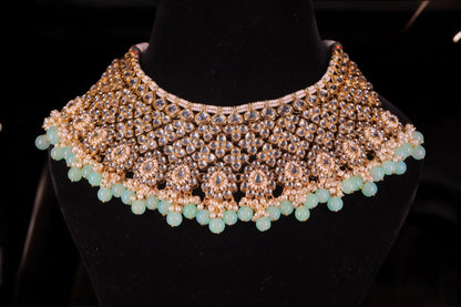"AMIRA" Soft Blue Kundan Set