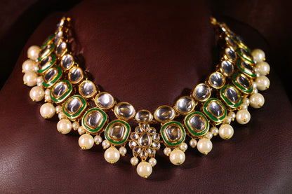 "AMIRA" Mirror Pearl Kundan Set