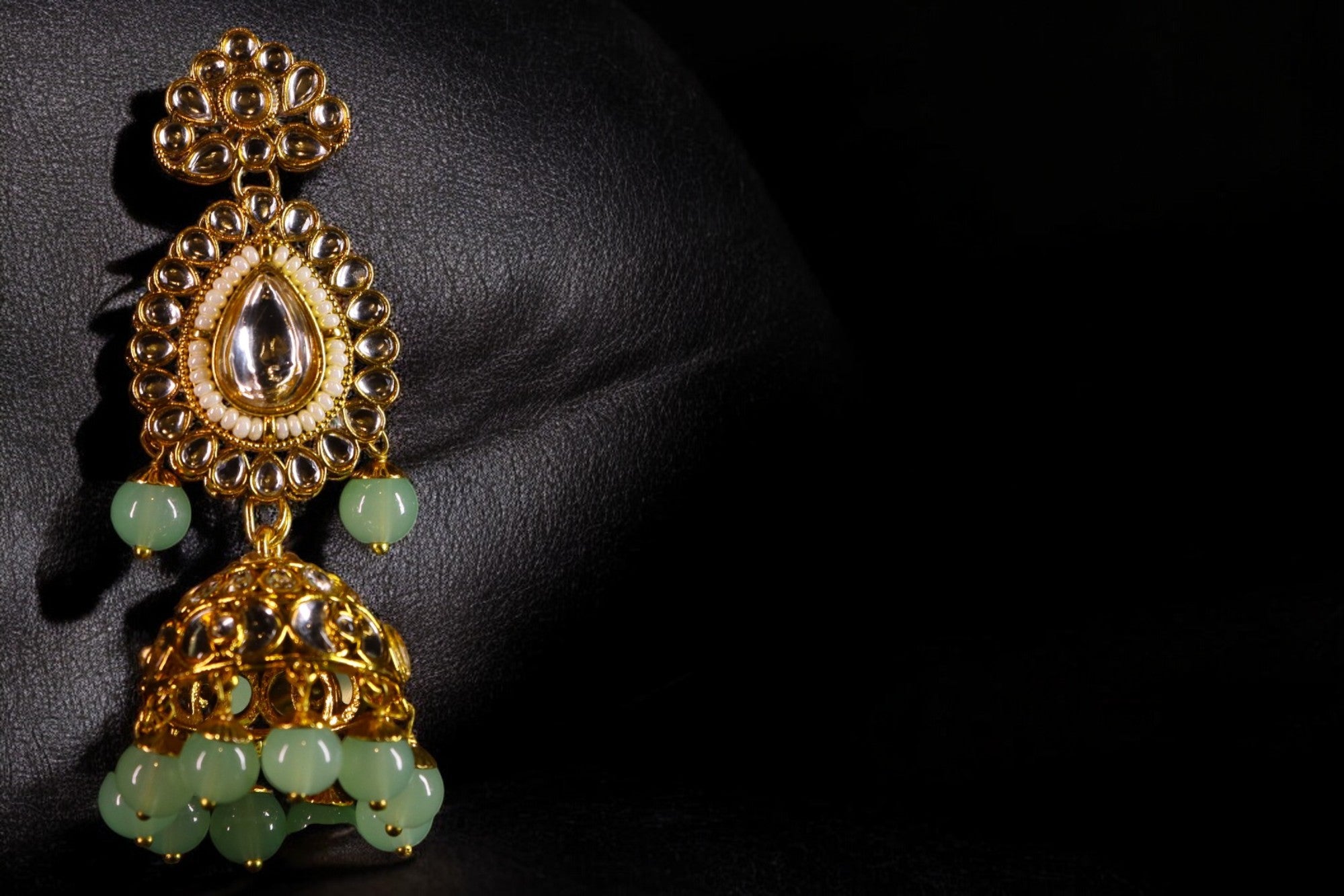 "AMIRA" Sea Green Kundan Necklace Set