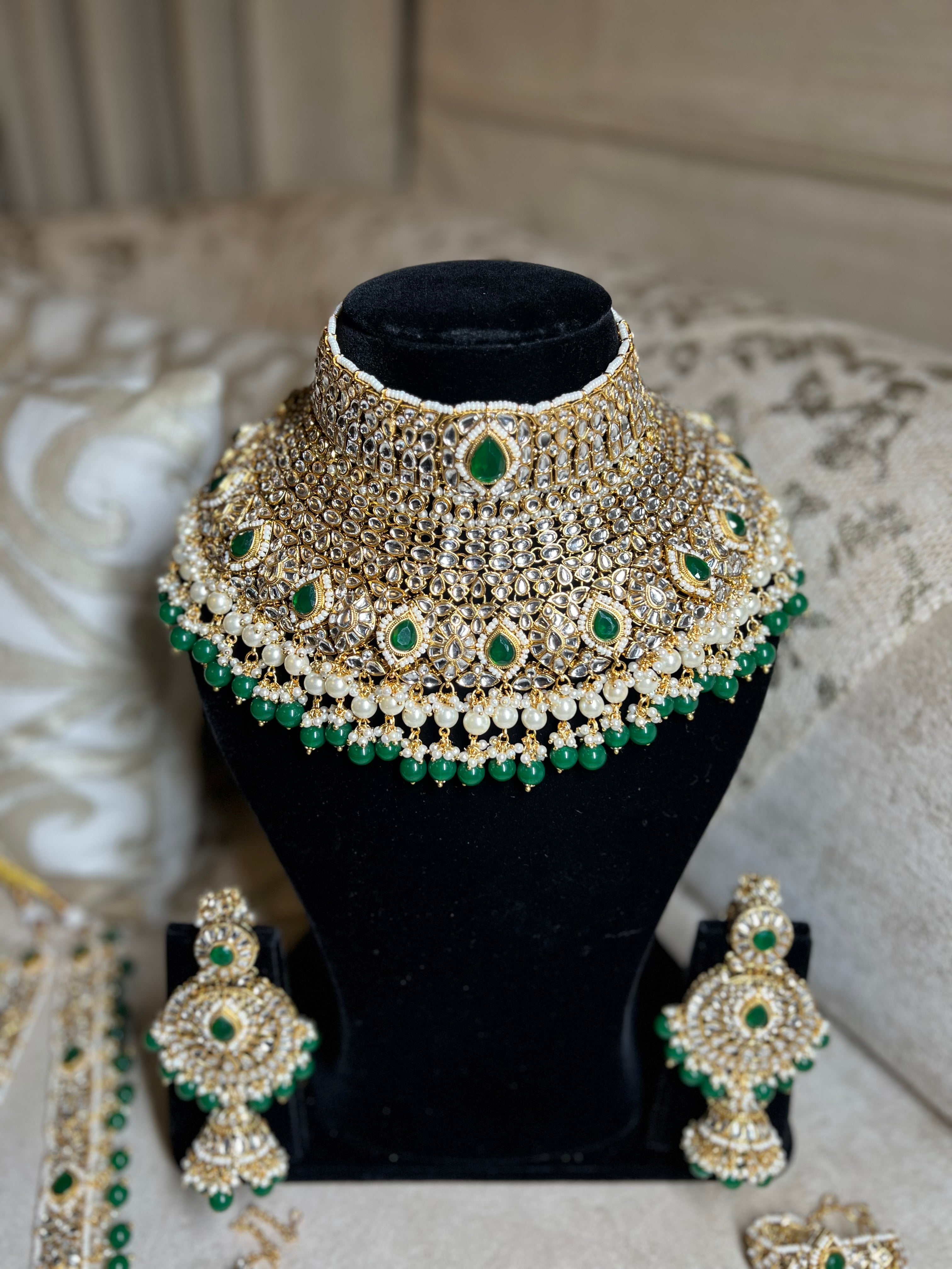 "KYARA" Pine Green Full Bridal Set (9 pcs)