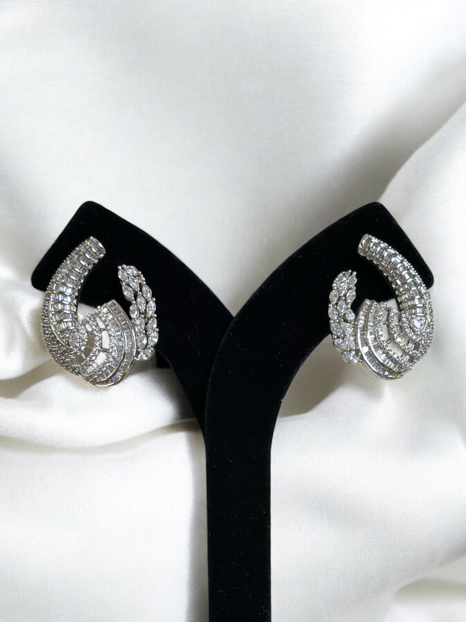 "VIENNA" Diamond Curve Earrings