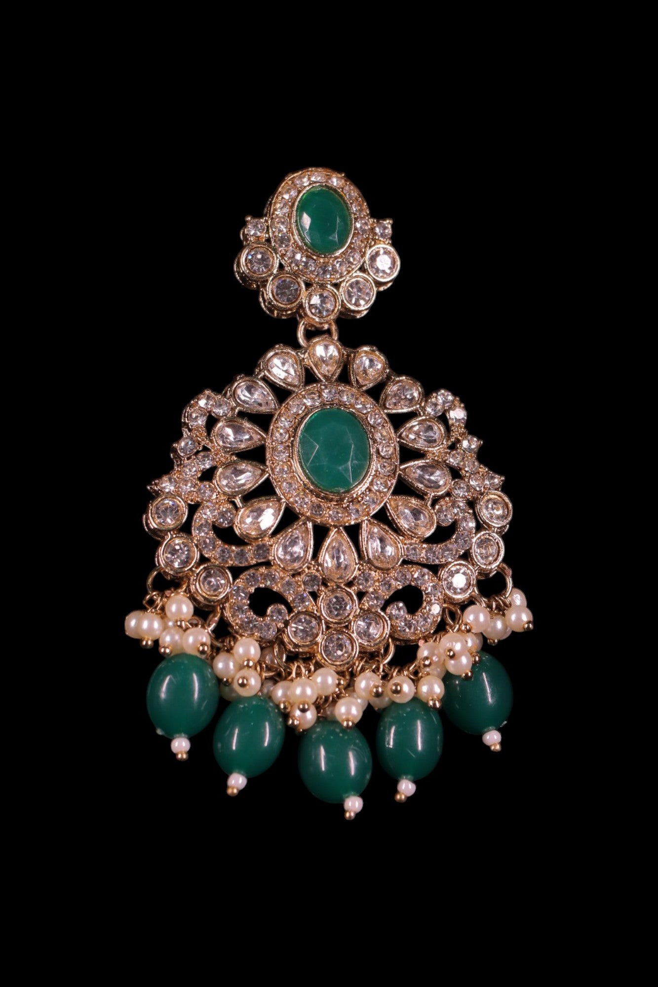 "AMIRA" Emerald Haar Kundan Set