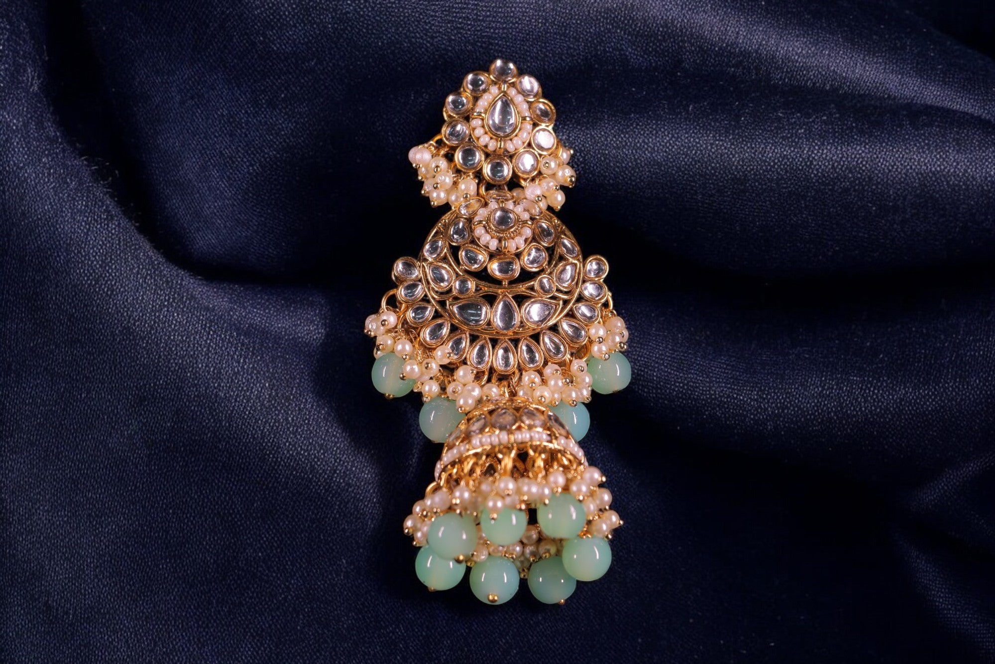 "AMIRA" Soft Blue Kundan Set