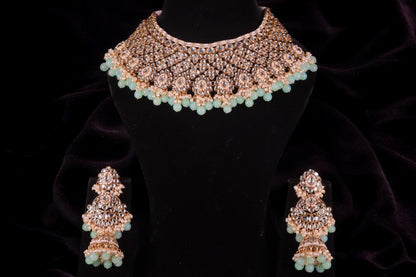 "AMIRA" Soft Blue Kundan Set