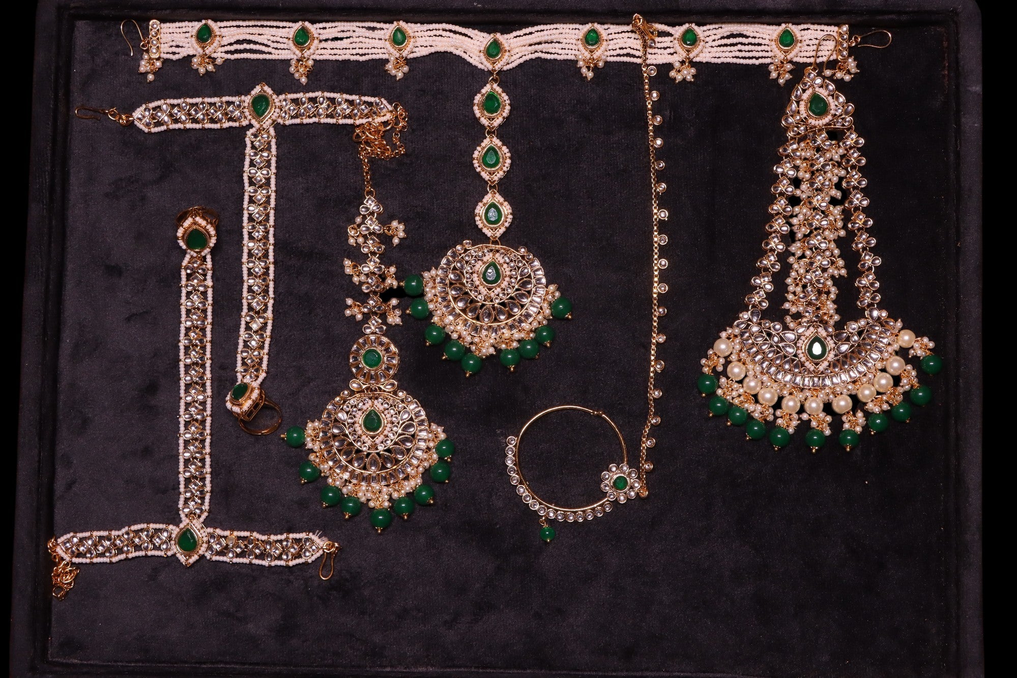"KYARA" Pine Green Full Bridal Set (9 pcs)