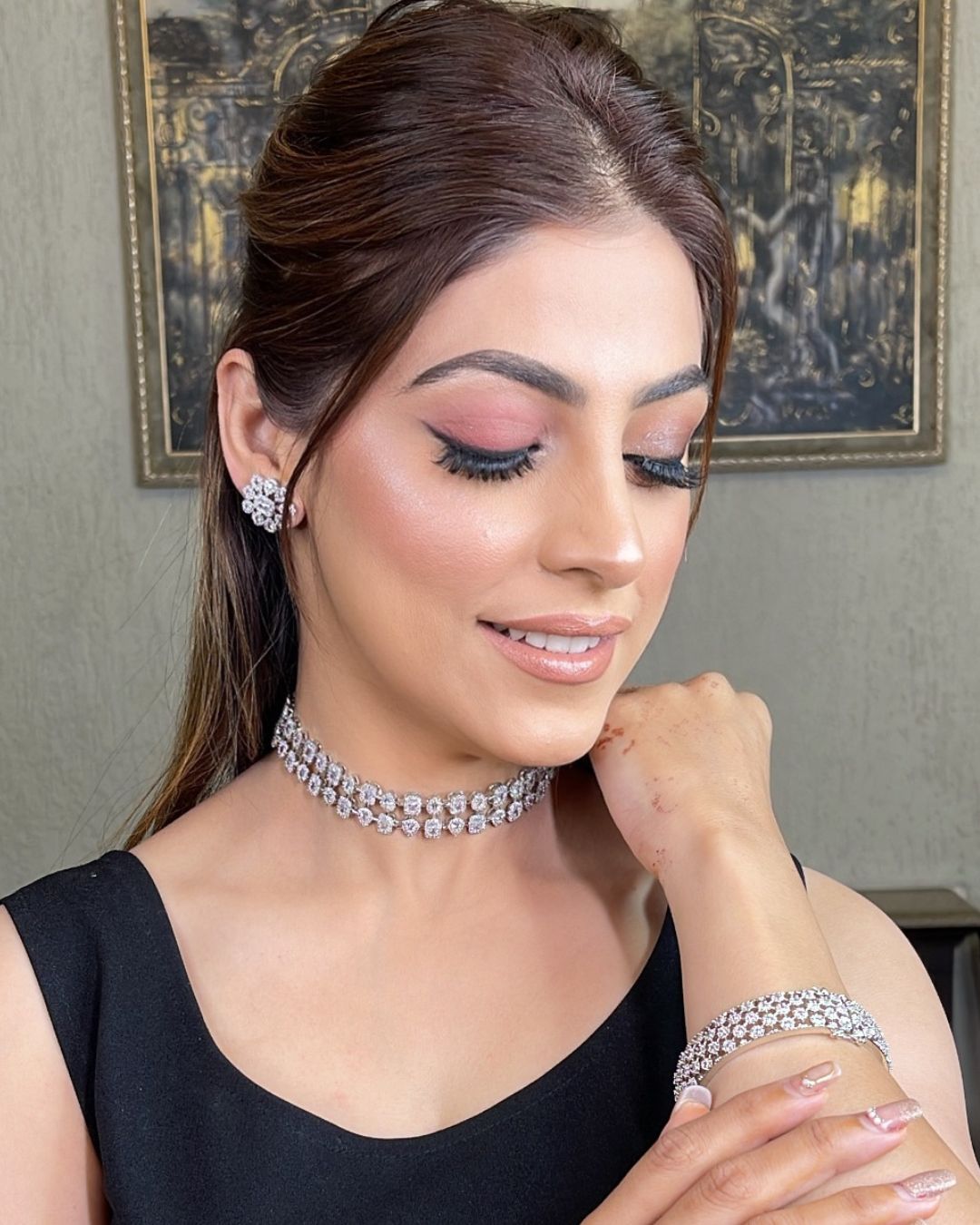 "DMONDE" Double String Diamond Necklace Set