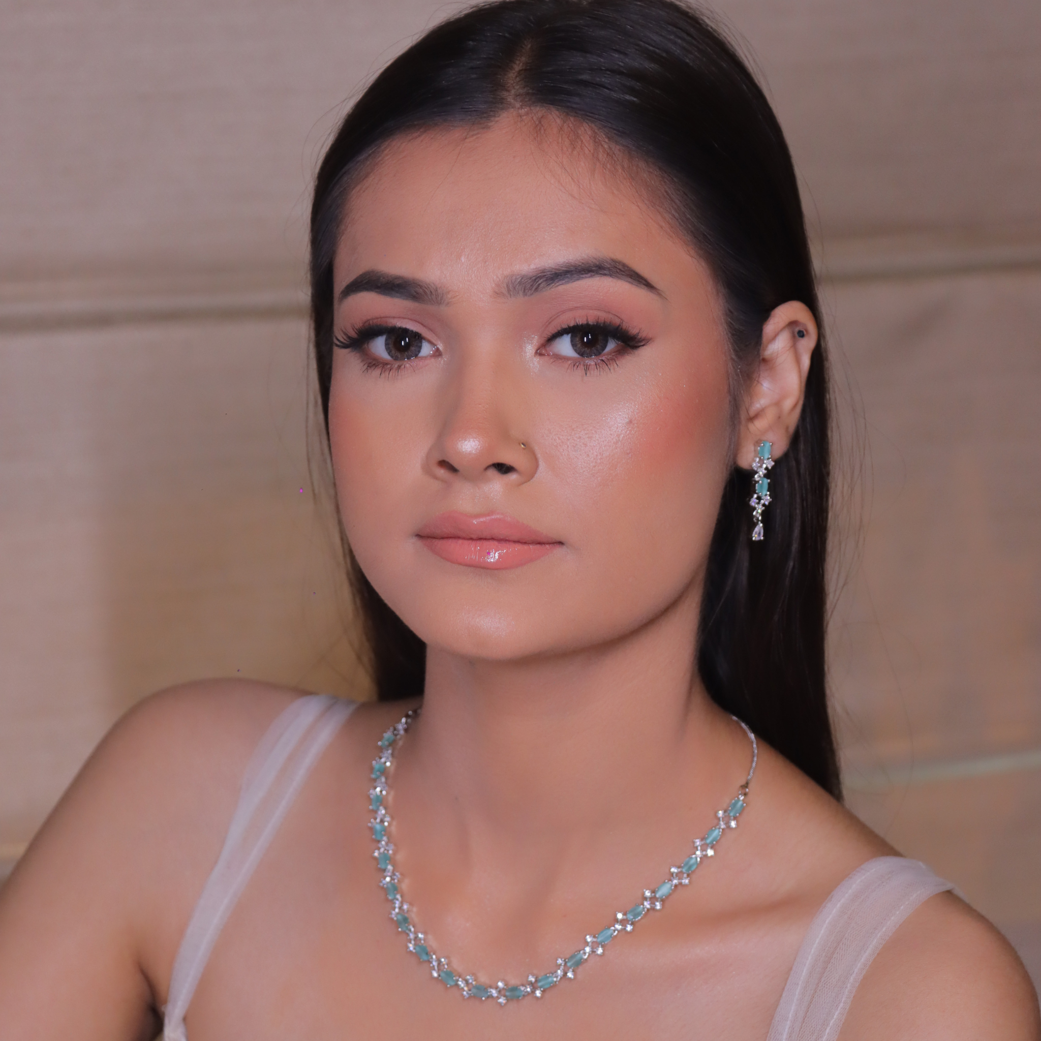 "DMONDE" Serene Blue Diamond Necklace Set