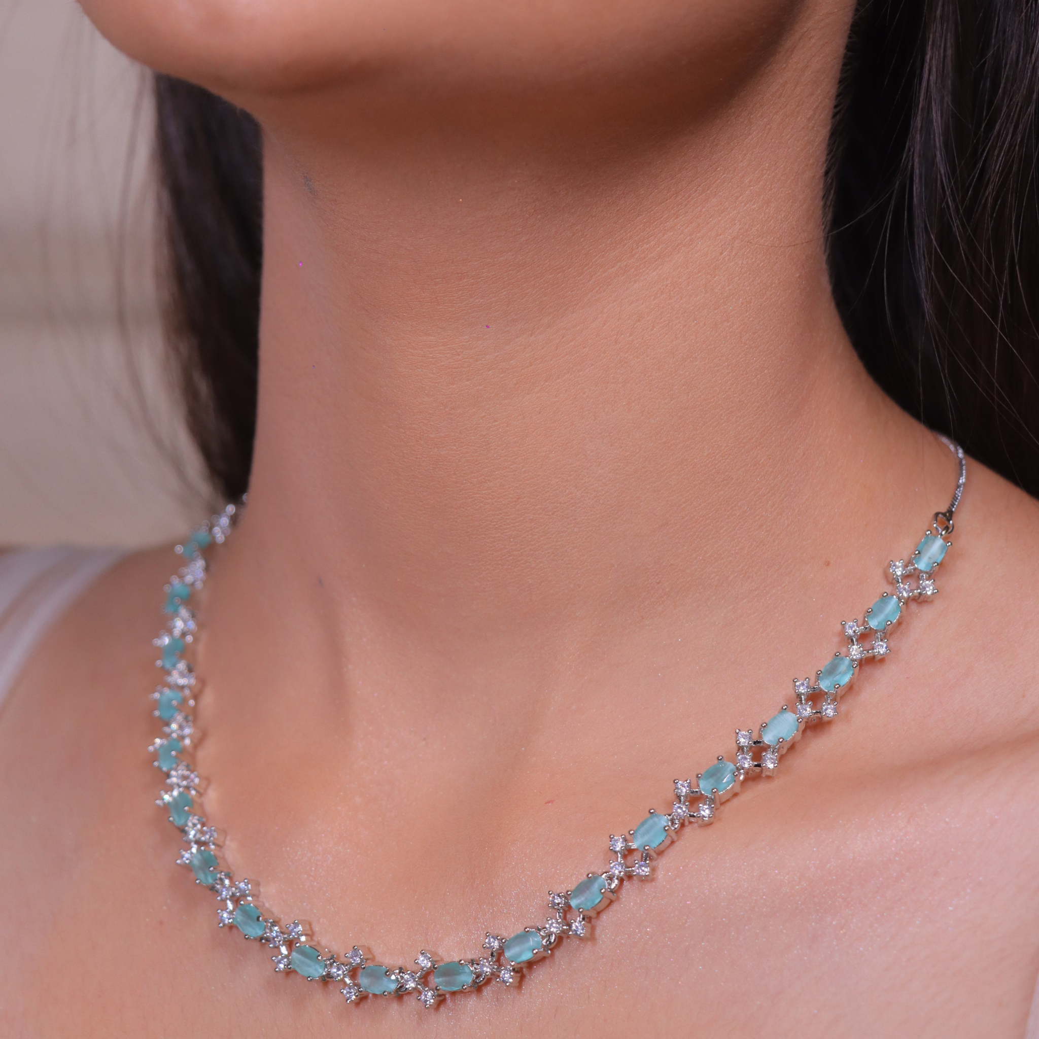 "DMONDE" Serene Blue Diamond Necklace Set