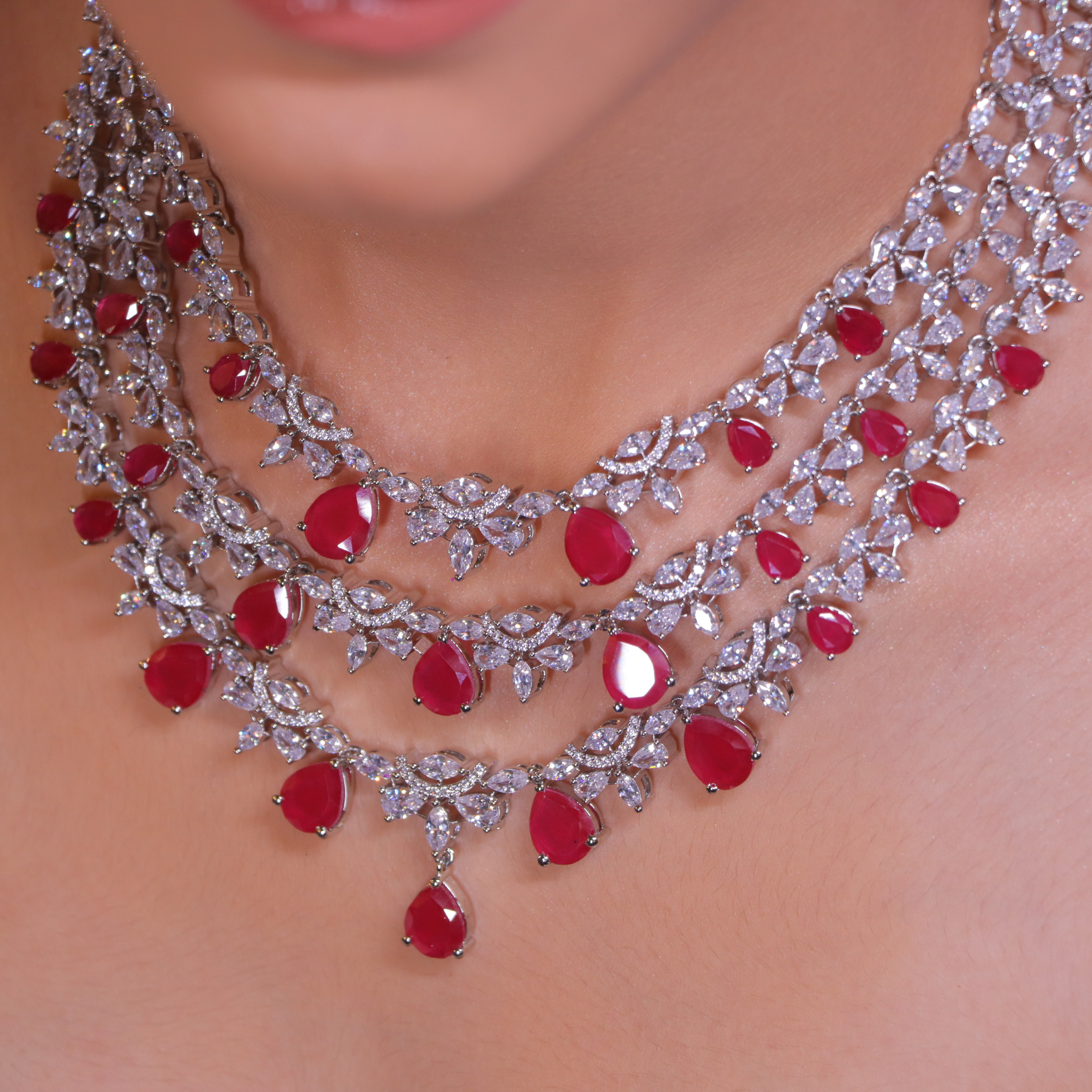 "DMONDE" Scarlet Ruby Diamond Necklace Set