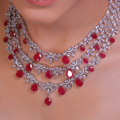 "DMONDE" Scarlet Ruby Diamond Necklace Set