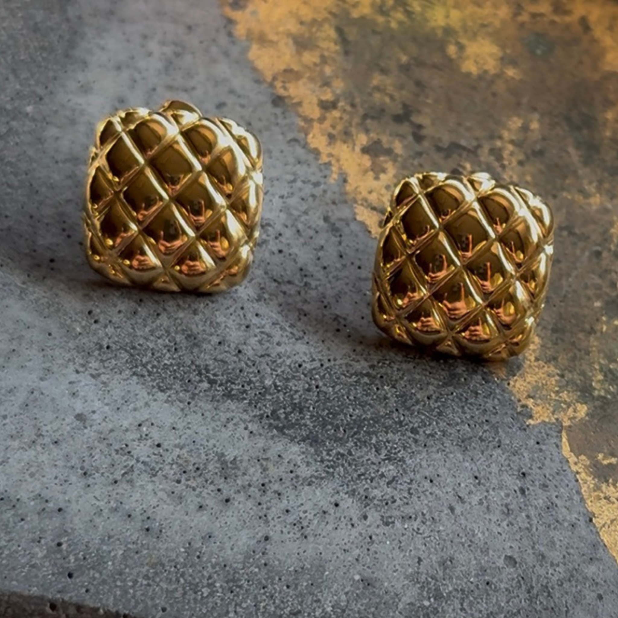 "VIENNA" Quilted Gold Aura Earrings