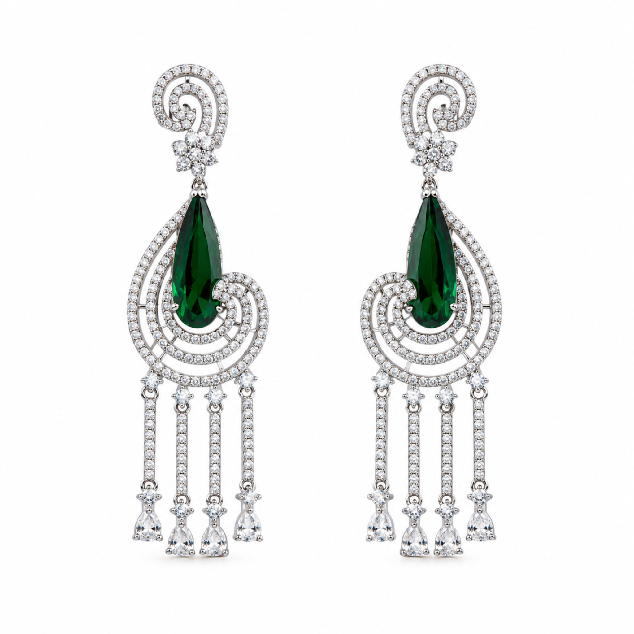 Swirl Drop Emerald Earrings