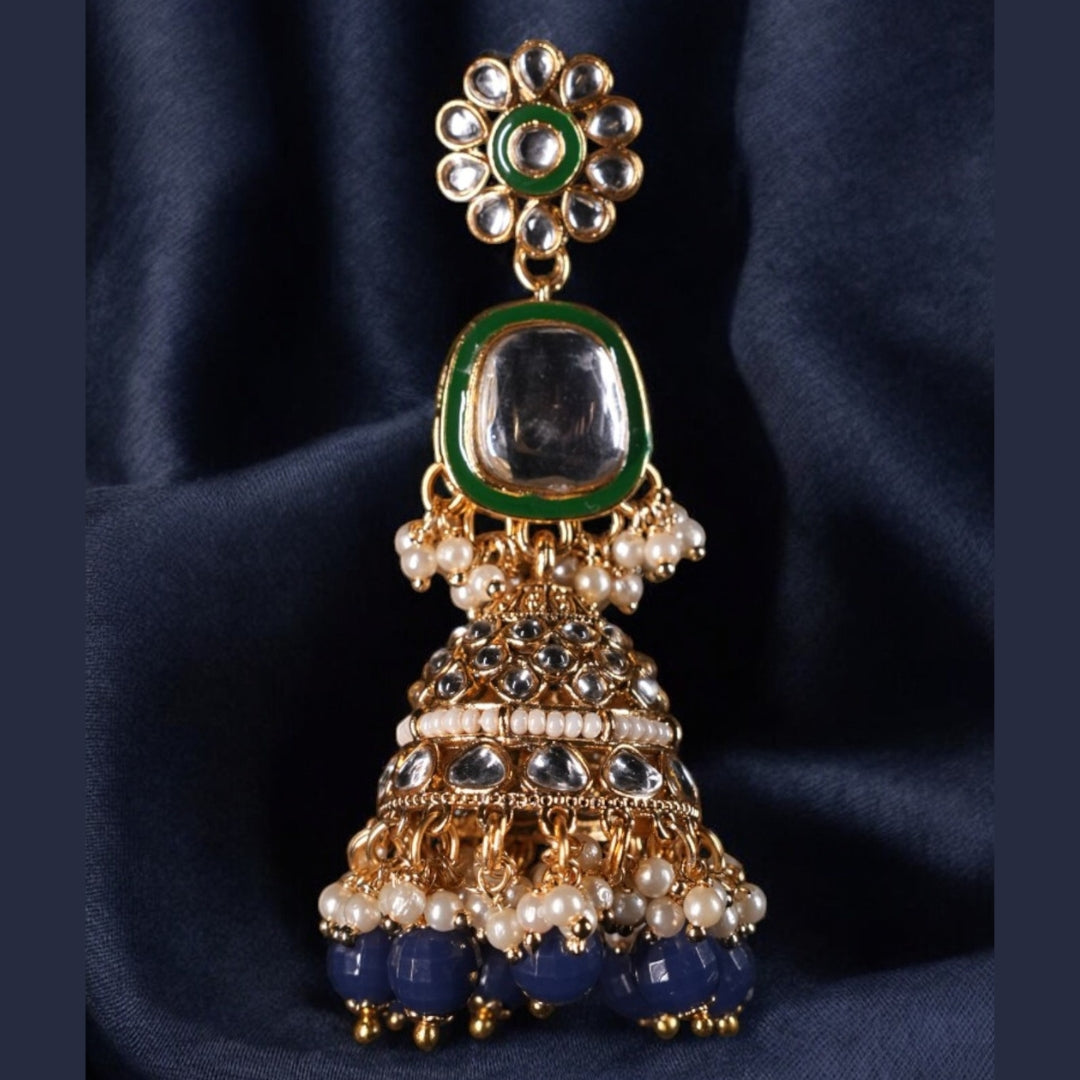"AMIRA" Berry Blue Double Kundan Set