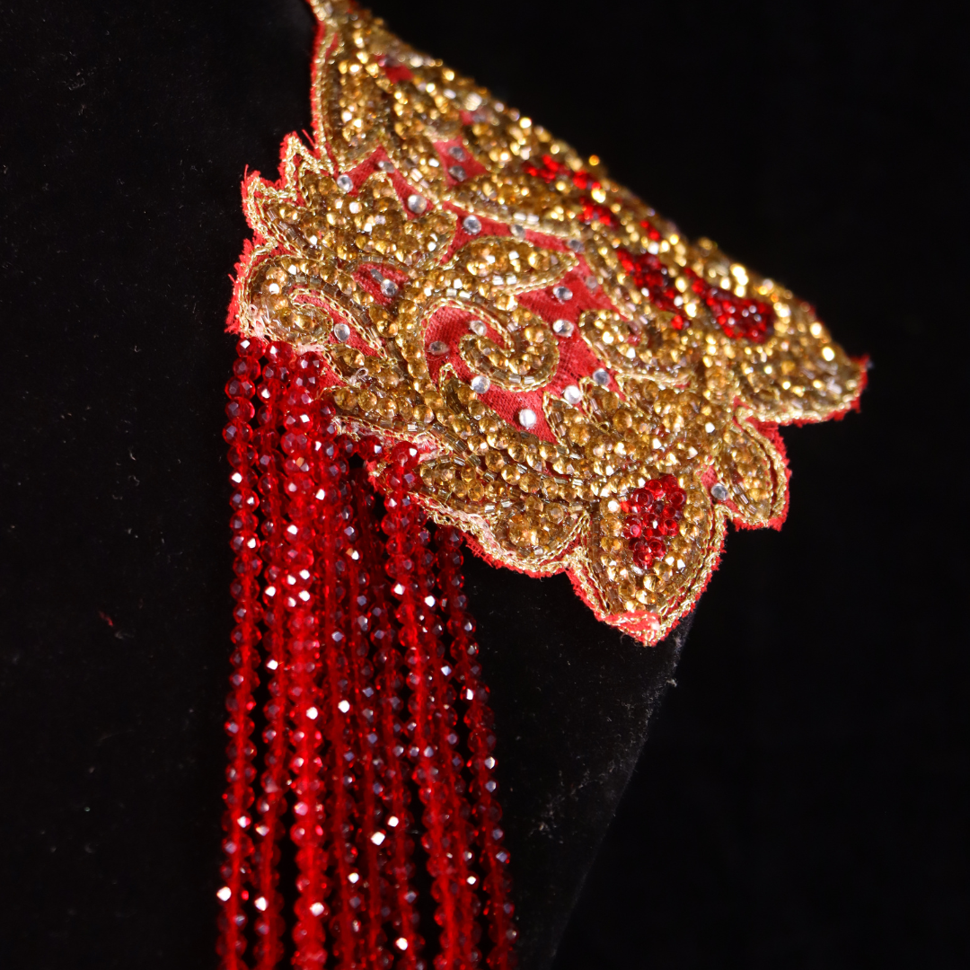 "VIENNA" Glitz Red Embroider Neckpiece
