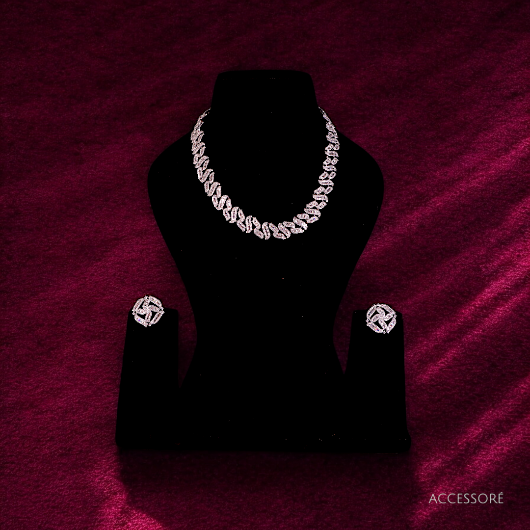 "DMONDE" Frostz Silver Diamond Necklace Set