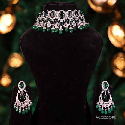 "DMONDE" Luxe Emerald Choker Set